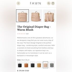 Fawn Design Pink Blush diaper bag